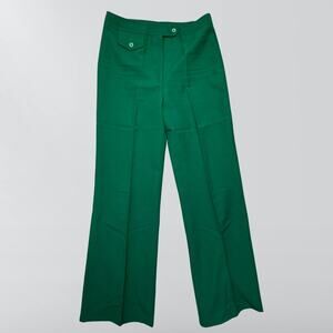 Vintage 70s Ms. Doris Of California Green High Waist Wide Leg Flared Pants